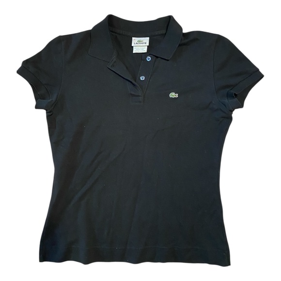 Lacoste black collared button up short sleeve slim fit polo. Sz 38 - Picture 3 of 11